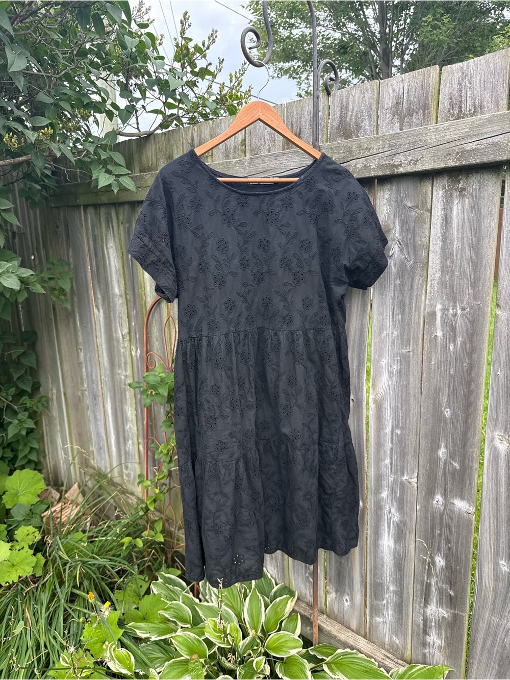 Black Tiered Eyelet Dress